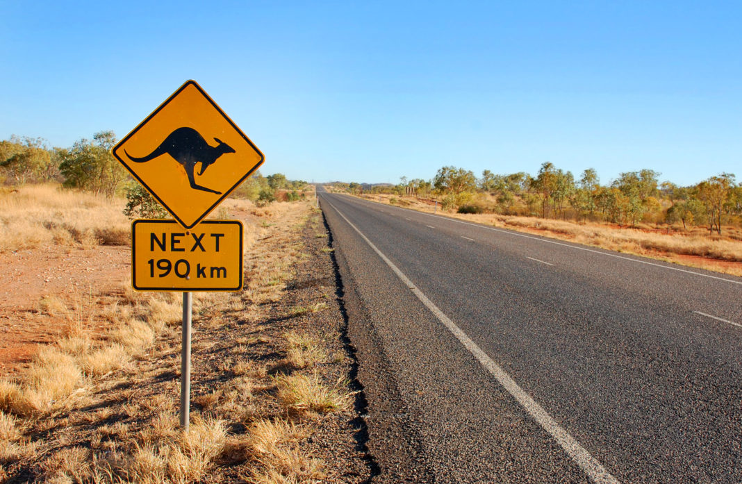 Kangaroo warning sign in central Australia